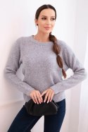 Sweter damski z baby alpaki z długim rękawem jasno szary