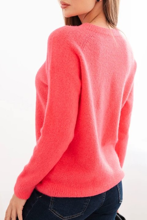 Sweter damski z baby alpaki z długim rękawem różowy