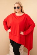 Tunika damska Plus Size z bawełny z asymetrycznym dołem czerwona
