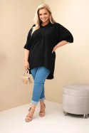 Koszula damska Plus Size bawełniana z guzikami i kołnierzem czarna