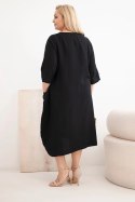 Sukienka damska Plus Size wiskozowa z kieszeniami krótki rękaw czarna