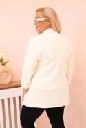 Marynarka damska z wiskozy Plus Size z długim rękawem i kołnierzem ecru