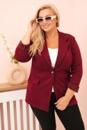 Marynarka damska z wiskozy Plus Size z długim rękawem i kołnierzem śliwkowa