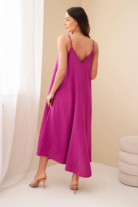 Sukienka muślinowa na ramiączkach ciemno fioletowa