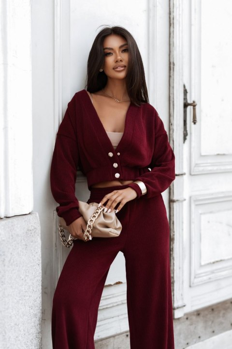 Komplet MEGGI sztruks - Bordo - XS/S