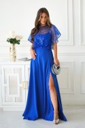 Elegancka Chabrowa Sukienka Na Ramiączkach Z Cekinowym Bolerkiem 333-05 - chabrowy