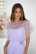Elegancka Liliowa Sukienka Na Ramiączkach Z Cekinowym Bolerkiem 333-50 - liliowy