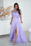 Elegancka Liliowa Sukienka Na Ramiączkach Z Cekinowym Bolerkiem 333-50 - liliowy