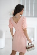 Elegancka Morelowa Dopasowana Sukienka Z Odkrytymi Ramionami 331-17 - Morelowy