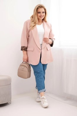 Marynarka damska Plus Size z podszewką w panterkę ciemny pudrowy róż