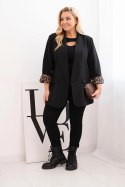 Marynarka damska Plus Size z podszewką w panterkę czarna