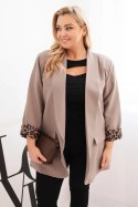 Marynarka damska Plus Size z podszewką w panterkę fango
