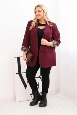 Marynarka damska Plus Size z podszewką w panterkę śliwkowa