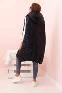 Kamizelka damska pikowana Plus Size z kapturem zapinana na zamek czarna