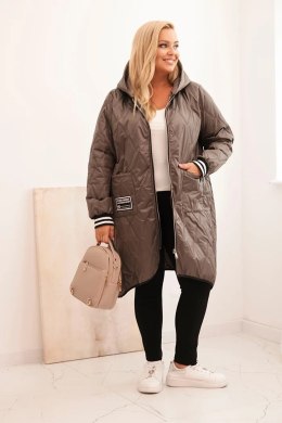 Kurtka damska Plus Size pikowana z kapturem i sportowymi mankietami fango