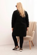 Płaszcz damski elegancki Plus Size z kołnierzem i dużymi kieszeniami czarny