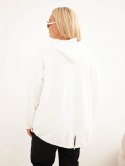 Bluza damska Plus Size wiskozowa z kapturem i kieszenią kangurką ecru