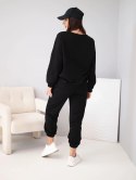 Komplet damski bawełniany z bluzą i spodniami jogger czarny