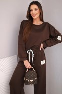 Komplet damski masełko bluza + spodnie brązowy