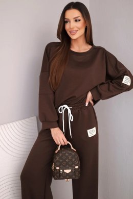 Komplet damski masełko bluza + spodnie brązowy