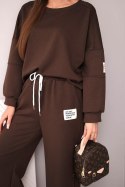 Komplet damski masełko bluza + spodnie brązowy