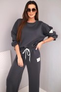 Komplet damski masełko bluza + spodnie grafitowy