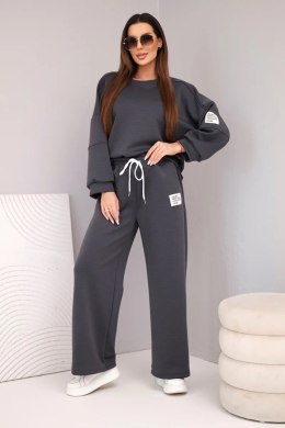 Komplet damski masełko bluza + spodnie grafitowy