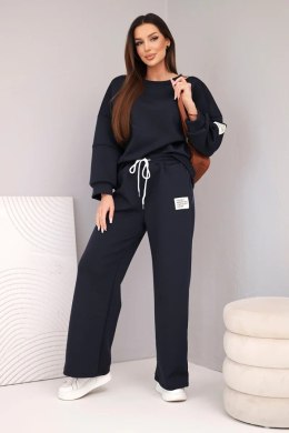 Komplet damski masełko bluza + spodnie granatowy