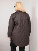 Kurtka damska Plus Size pikowana z kołnierzem i kieszeniami brązowa
