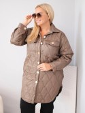 Kurtka damska Plus Size pikowana z kołnierzem i kieszeniami fango