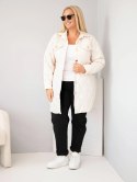 Kurtka damska Plus Size pikowana z kołnierzem i kieszeniami jasno beżowa