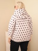 Kurtka damska Plus Size w grochy z kapturem beżowa