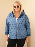 Kurtka damska Plus Size w grochy z kapturem jeansowa