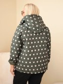 Kurtka damska Plus Size w grochy z kapturem khaki