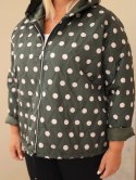 Kurtka damska Plus Size w grochy z kapturem khaki