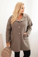 Płaszcz damski Plus Size baranek z wełną i kieszeniami fango
