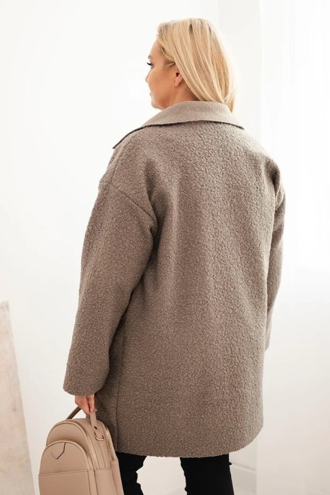 Płaszcz damski Plus Size baranek z wełną i kieszeniami fango
