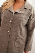 Płaszcz damski Plus Size baranek z wełną i kieszeniami fango