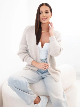 Sweter damski z alpaką bez zapięcia i długim rękawem beżowy