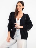 Sweter damski z alpaką bez zapięcia i długim rękawem czarny