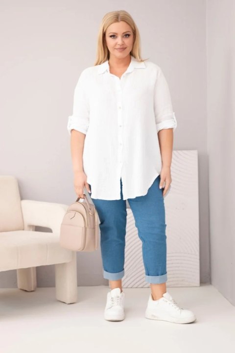 Koszula bawełniana muślinowa Plus Size biała