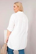Koszula bawełniana muślinowa Plus Size biała