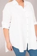 Koszula bawełniana muślinowa Plus Size biała