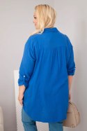 Koszula bawełniana muślinowa Plus Size chabrowa