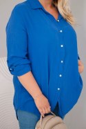Koszula bawełniana muślinowa Plus Size chabrowa