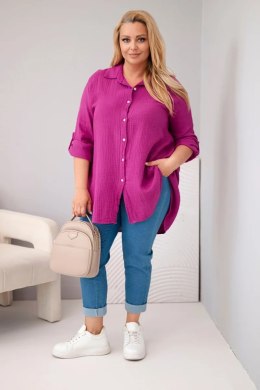 Koszula bawełniana muślinowa Plus Size ciemny fioletowy