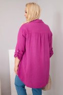 Koszula bawełniana muślinowa Plus Size ciemny fioletowy