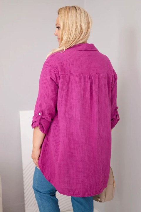 Koszula bawełniana muślinowa Plus Size ciemny fioletowy