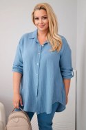 Koszula bawełniana muślinowa Plus Size ciemny jeans