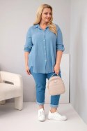 Koszula bawełniana muślinowa Plus Size ciemny jeans